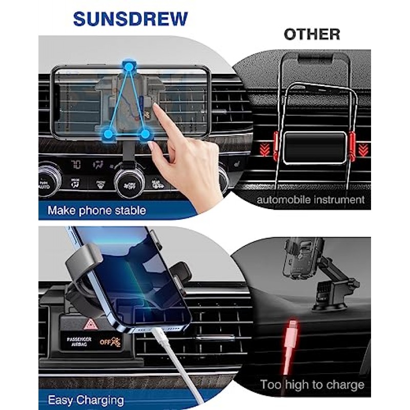 혼다 어코드 10세대 2018-2022용 Sunsdrew 자동차 폰 홀더 액세서리 에어 벤트 폰 홀더 마운트 모든 휴대폰을 위한 매우 안정적인 조절 가능한 폰 스탠드 핸즈프리 두꺼운 케이스 친화적인 자동차 마운트