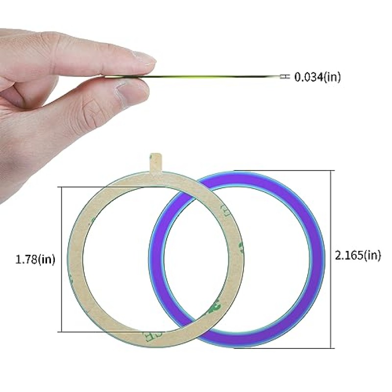 Magsafe용 금속판 링 스티커, 링 시트커 자석, 휴대폰 케이스, 자동차 마운트, 지갑, 보조베터리, 무선 충전기, 2팩, 검정색, 코팅용 범용 변환 어댑터 키트