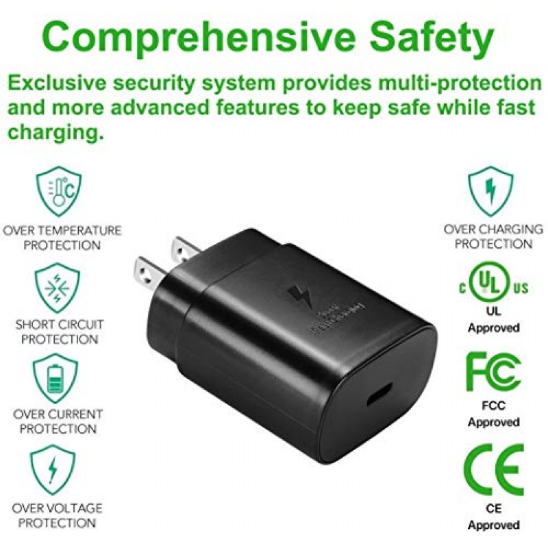 USB C 충전기, 삼성 갤럭시 S23/S23 Ultra/S23+/S22/S22 Ultra/S22+/S21/S21+/S21 Ultra/S20/S20+/S20용 6.6FT C-C 충전기 케이블로 2팩 25W 슈퍼 타입 C 고속 충전 울트라/노트 20