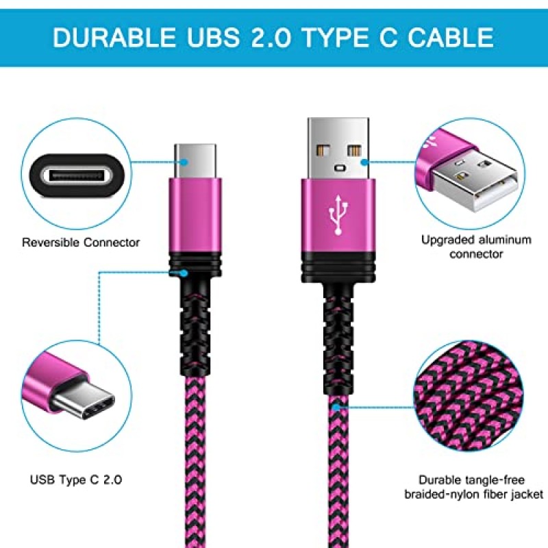 Samsung S23 Ultra USB Type C 케이블 고속 충전,[3팩,10피트] 긴 USB C-USB Android 전화 케이블 C 충전기 코드 Galaxy A54/A14/A34/A53/A13/S23/S22/S21,Google용 고속 충전 Pixel 7/6a/6,모토