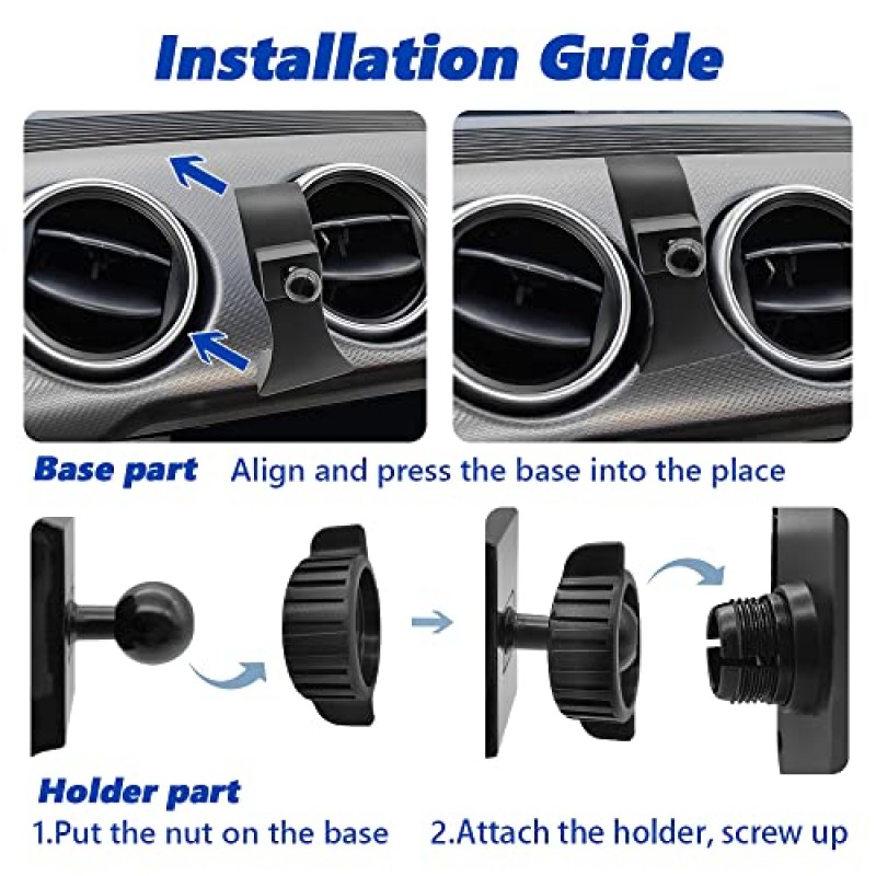 JOCUNDLY 자동차 폰 마운트 2015-2023 포드 머스탱 [두꺼운 케이스 사용 가능] 휴대폰 홀더 셀 내비게이션 브래킷 에어 벤트 자동차 액세서리 크래들, 모든 휴대폰