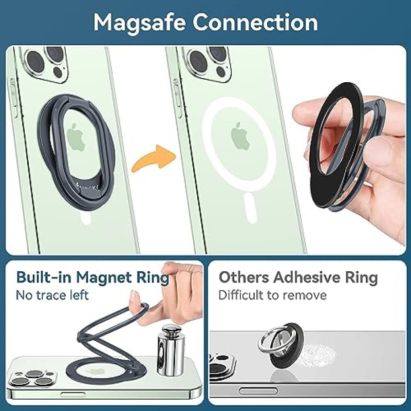 Magsafe 휴대폰 스탠드용 자기 전화 그립 홀더, iPhone15 14 13 12 Pro Max Mini, Mag Safe 액세서리용 자석 핑거 링 홀더