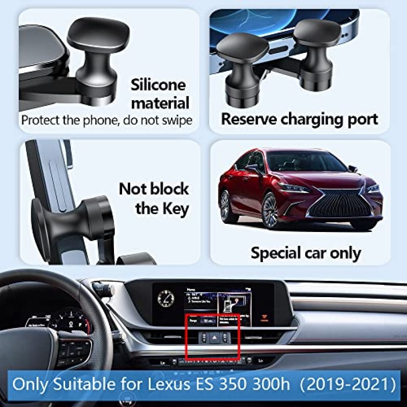 LUNQIN 자동차 전화 홀더 마운트 2019 2020 2021 2022 2023 Lexus ES 350 300h 250 자동차 액세서리 인테리어 장식 모바일 셀 스마트 폰 브래킷