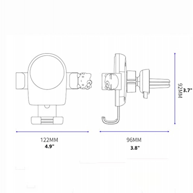카와이 키티 핑크 에어 벤트 자동차 마운트, 자동차용 핸즈프리 휴대폰 홀더, 귀여운 키티 자동차 액세서리, 클램프 크래들, 모든 iPhone Android 스마트폰과 호환 가능