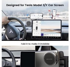 Tesla Model 3 Model Y용 Marnana 폰 마운트, Tesla 스크린 모니터용 MagSafe 차량용 마운트 폰 홀더용으로 설계된 강력한 자석, iPhone 12/13/14 시리즈용 보이지 않는 접이식 Tesla 액세서리…