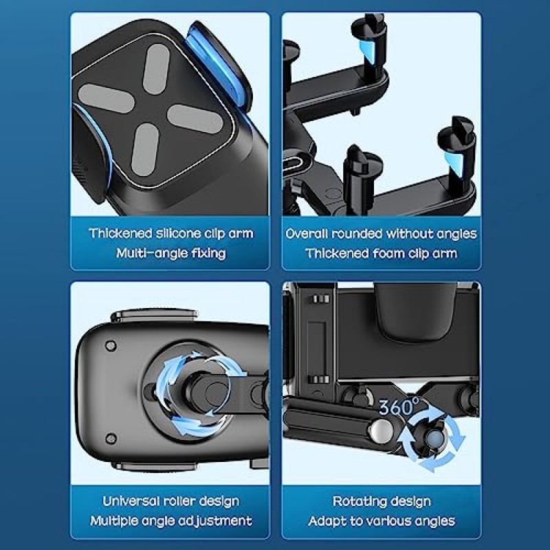 OFBAND 백미러 폰 홀더,【2023년 신규 업그레이드】 360°회전 가능+접이식 백미러 폰 홀더, 모든 휴대전화 및 자동차용 범용 다기능 폰 마운트