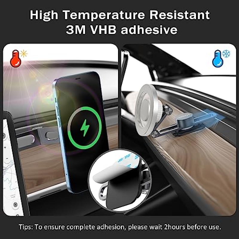 Tesla Model 3 / Y/S/X 액세서리 용 Mindsky Mag-Safe 전화 마운트 자동차 스크린/대시 보드 용 휴대폰 홀더