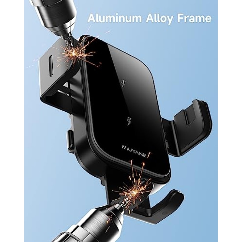 차량용 무선 충전기, 듀얼 코일 15W Qi 고속 충전 자동 클램핑 무선 차량용 충전기 마운트 Niuyane, iPhone 15 14 13, Samsung Galaxy S23 S22 Ultra용 무선 충전 전화 홀더