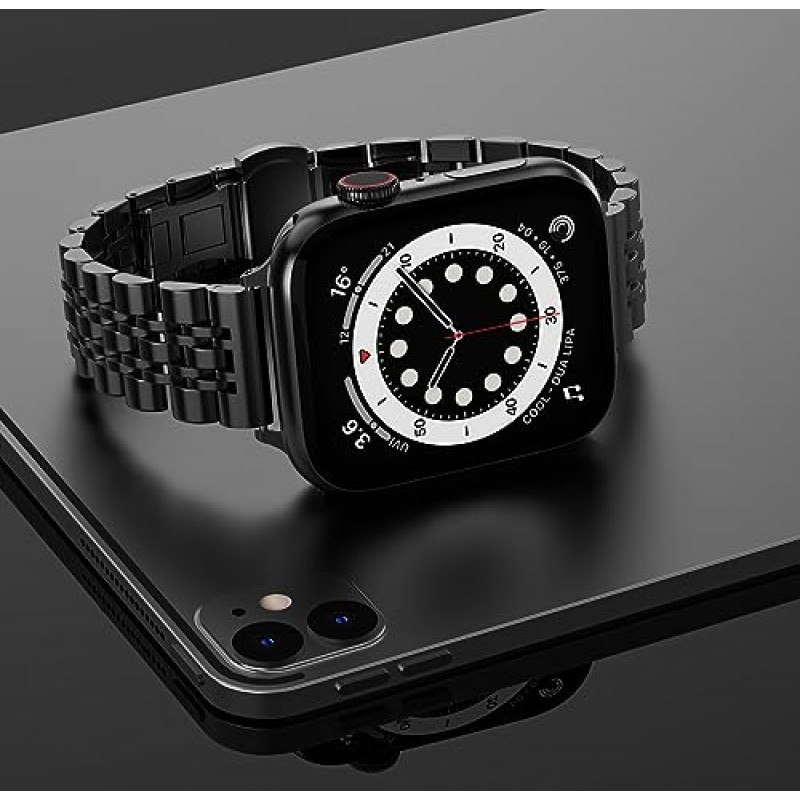 Apple Watch와 호환되는 슬림 메탈 밴드, 시리즈 8/7/6/5/4/3/2/1/SE2/SE 41mm 45mm 42mm 44mm 40mm 38mm용 스테인레스 스틸 밴드, 여성용 얇은 스테인레스 스틸 체인 스트랩