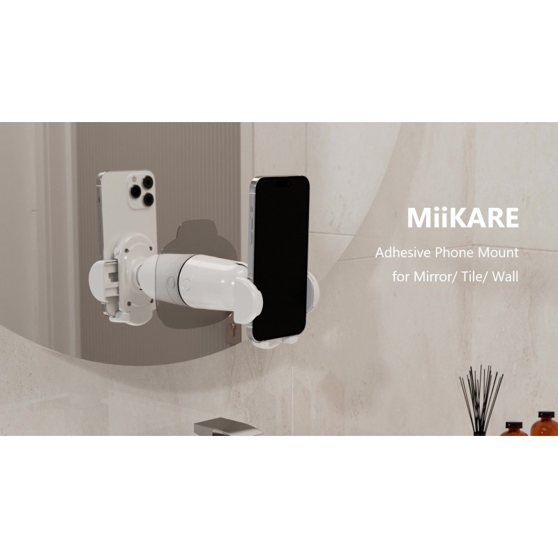 MiiKARE 샤워/거울/벽 전화기 홀더, 360도 회전하는 샤워 전화기 마운트, 모든 전화기용 범용 욕실 액세서리 전화기 클램프, 욕실용 벽 전화기 홀더, 거울, 주방 - 블랙