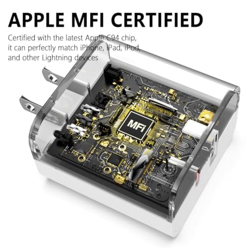 iPhone 14 13 12 고속 충전기 3팩, 【Apple MFi 인증】20W PD+QC3.0 USB 듀얼 포트 벽면 충전기 어댑터(6FT Type C-Lightning 케이블 포함) iPhone 14 Pro Max/13 Pro/12 Pro/11/XS와 호환 가능 /XR/8