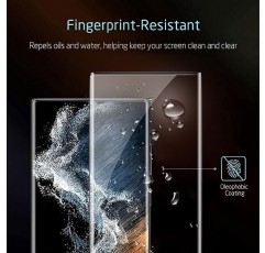 Letosan 3 팩 Galaxy S22 Ultra 화면 보호기, HD 투명 강화 유리, 지문 잠금 해제, 3D 곡선, 긁힘 방지, 기포 방지 Samsung Galaxy S22 Ultra 5G 유리 화면 보호기