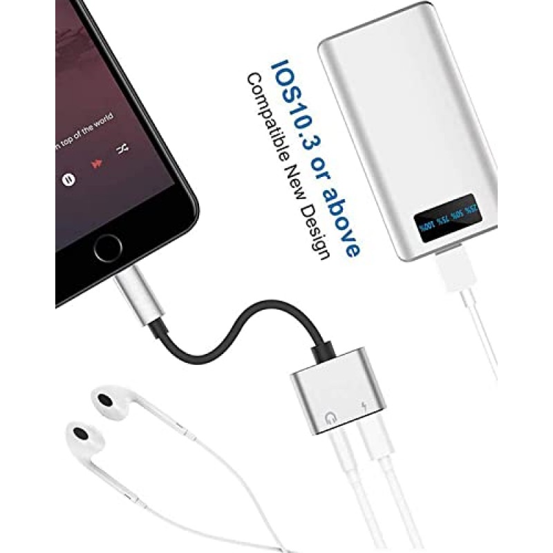 iPhone용 헤드폰 어댑터, [Apple MFi 인증] 2 in 1 Lightning to 3.5mm Aux 오디오 동글 헤드폰 액세서리 iPhone 14 13 12 11 XS XR X 8 7 iPad 오디오 이어폰 어댑터 [2 팩]