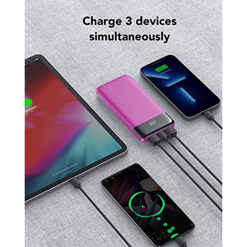 Charmast 휴대용 충전기, USB C 배터리 팩, 3A 고속 충전 10400mAh 전원 은행 LED 디스플레이, iPhone 13 12 11 X 8 7용 슬림 휴대용 전화 배터리 충전기 Samsung S21 S20 Google LG OnePlus iPad