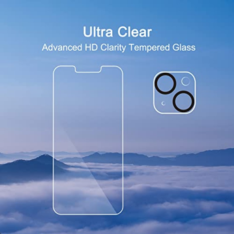 iPhone 14 Plus용 Ailun 3팩 화면 보호기[6.7인치] + 3팩 카메라 렌즈 보호기, 케이스 친화적인 강화 유리 필름,[9H 경도] - HD