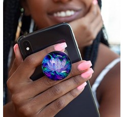 WUYULB 클리어 반짝이 보라색 연꽃 디자인 확장 가능 접이식 휴대 전화 그립 스마트 폰용 핸드폰 스탠드 홀더 핸드폰 액세서리