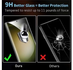 Arshek 3 팩 Galaxy S23 Ultra 화면 보호기, HD 투명 강화 유리, 지문 잠금 해제, 3D 곡선, 긁힘 방지, 기포 방지 Samsung Galaxy S23 Ultra 5G 유리 화면 보호기