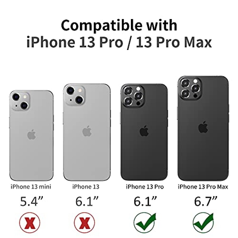 WSKEN [iPhone 13 Pro Max(6.7인치)/iPhone 13 Pro(6.1인치)용 3+1 카메라 렌즈 보호기, 긁힘 방지 HD 강화 금속 유리 카메라 화면 보호기 충격 방지 커버 필름, 그래파이트 블랙 2팩