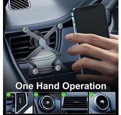 차량용 Xuenair 벤트 폰 마운트, iPhone 14 pro max용 알루미늄 차량 마운트, 중력 휴대폰 홀더 차량용 벤트 마운트, 차량용 에어 벤트 클립 휴대폰 홀더 Samsung Google Pixel Vehicle-Black