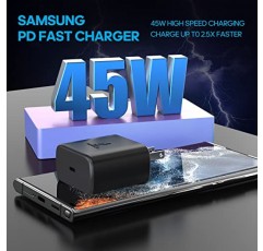 Samsung USB C 45W PD 초고속 충전기 유형 C 벽면 어댑터 Samsung Galaxy S23/S23 Ultra/S23+/S22 Ultra/S22+/S22/Note 10/S21/S21 Ultra/ S21+/Z Fold/, Galaxy Tablet-2용 고속 충전 블록 팩