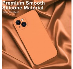 DEENAKIN iPhone 13 케이스와 호환 가능 - 향상된 카메라 보호 및 화면 보호기 - 부드러운 액체 실리콘 커버 - 여성용 슬림핏 보호용 휴대폰 케이스 6.1인치 여성용 - 파파야 오렌지