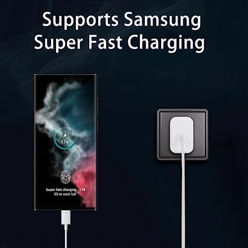 45W USB C 충전기, USB C GaN 충전기 45W 초고속 충전기 유형 C, 접이식 GaN PPS 소형 고속 벽 충전기 블록, Galaxy S23 Ultra/S22/S21/S20/Note 20/Z Fold 3, 3.28FT C 충전기 케이블용