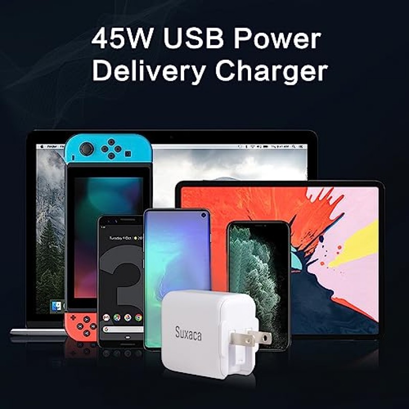 45W USB C 충전기, USB C GaN 충전기 45W 초고속 충전기 유형 C, 접이식 GaN PPS 소형 고속 벽 충전기 블록, Galaxy S23 Ultra/S22/S21/S20/Note 20/Z Fold 3, 3.28FT C 충전기 케이블용