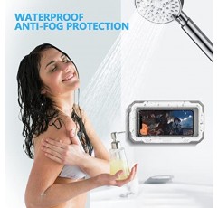 E-BAYKER 샤워 전화 홀더, 방수 범용 샤워 전화 케이스 전화 스탠드 벽 마운트 욕실 유리 거울 욕조 주방 iPhone 14 13 12 11 Pro Max 최대 6.8