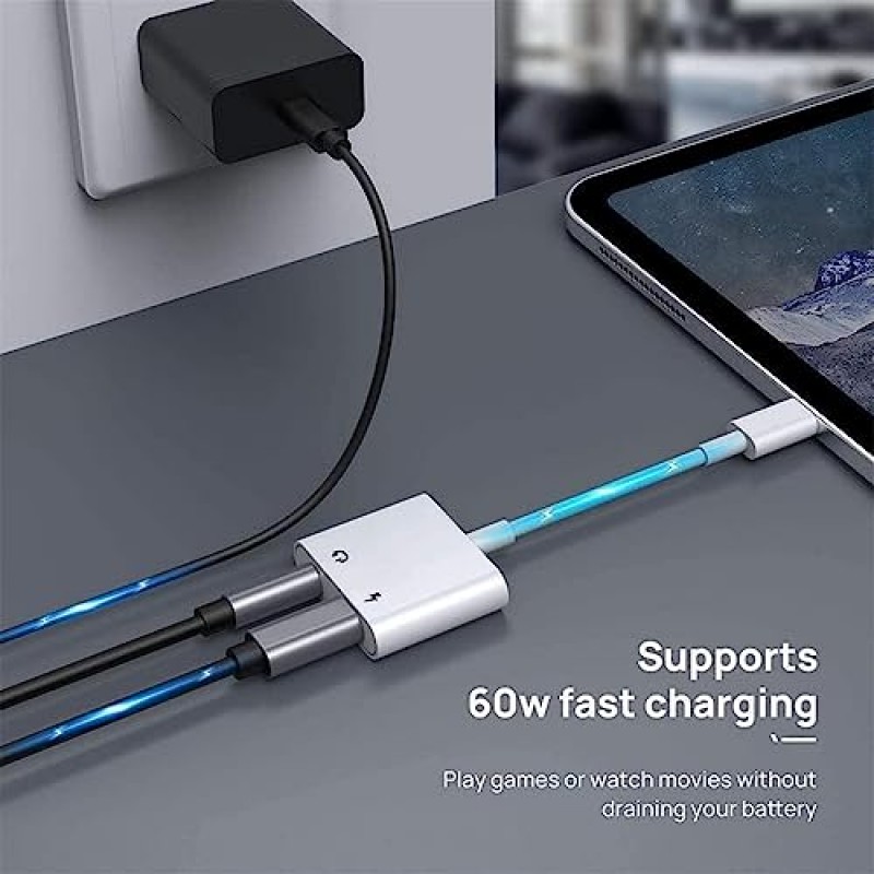 iPhone용 2팩 헤드폰 어댑터, [Apple MFi 인증] 2 in 1 Lightning-3.5mm AUX 오디오 + 충전기 분배기 iPhone 14/13/12/11/XS/XR/X 8/iPad와 호환 가능, 모든 iOS 시스템 지원