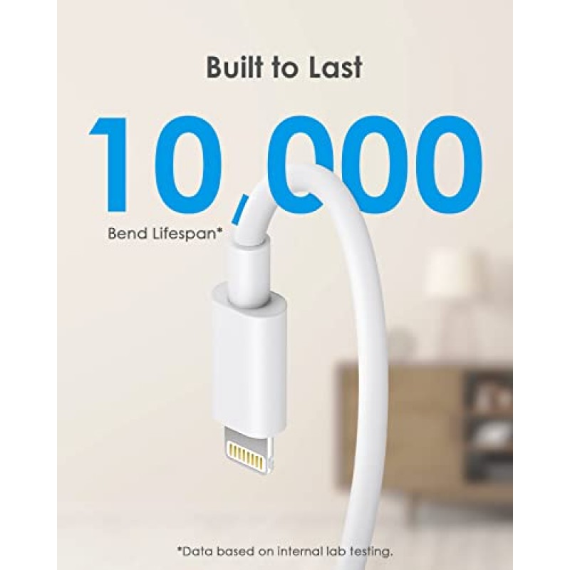 iPhone 충전기 10 FT [MFi 인증] 2팩 iPhone 13 14 충전기 USB C-라이트닝 케이블로 고속 충전, 20W PD USB C 충전기 블록 긴 iPhone 충전기 iPhone 14/13/12/11,iPad와 호환 가능