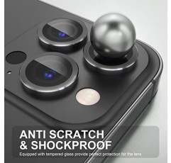 Choiche [3+1] iPhone 14 Pro/iPhone 14 Pro Max용 카메라 렌즈 보호 장치 블링, 9H 강화 유리 카메라 커버 화면 보호 장치 금속 링 장식 액세서리(스페이스 블랙)