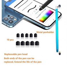터치 스크린용 스타일러스 펜(5팩), 교체 가능한 팁 10개 iPad iPhone Android 태블릿 및 모든 범용 터치 스크린 장치용 고정밀 용량성 스타일러스 펜