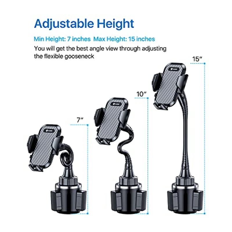 확장 가능한 베이스가 있는 Danmus 업그레이드된 차량용 컵 홀더 휴대폰 마운트, [15인치 조절 가능한 긴 구즈넥] [군용 등급] iPhone 14 13 12 Pro Max Samsung S23 All과 호환되는 차량용 트럭 마운트