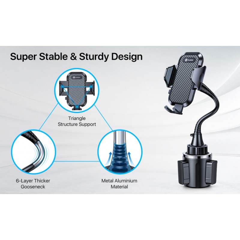 확장 가능한 베이스가 있는 Danmus 업그레이드된 차량용 컵 홀더 휴대폰 마운트, [15인치 조절 가능한 긴 구즈넥] [군용 등급] iPhone 14 13 12 Pro Max Samsung S23 All과 호환되는 차량용 트럭 마운트