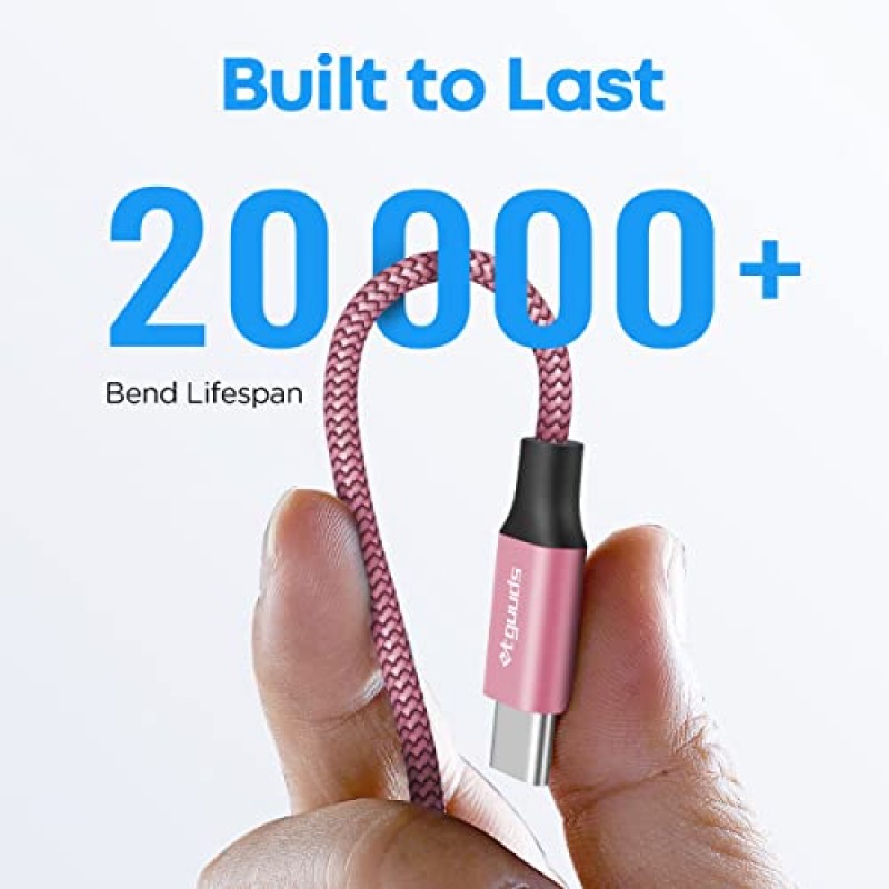 etguuds 컬러 USB C 케이블 6피트, 5팩 USB-USB C 충전기 케이블 고속 충전 USB 유형 C 케이블 삼성 갤럭시 S23 S22 S21 S20 S10 S10E S9 A10e, Note 20 10 9, Z 플립 폴드 4 3, Moto G용 땋은 코드