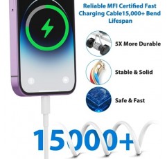 iPhone 충전기 10FT [Apple MFi 인증] 2팩 20W PD USB C 벽면 고속 충전기 어댑터, 2팩 10FT 긴 유형 C-라이트닝 케이블 포함 iPhone 14 13 12 11 Pro Max XR XS X,iPad와 호환 가능