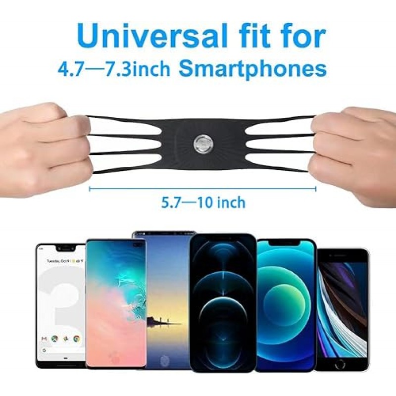 YAARHEJ 어린이 뒷좌석용 자동차 머리 받침 전화 홀더 - iPhone, Samsung 및 기타 휴대폰과 호환 가능 - 부드럽고 조절 가능한 실리콘 홀딩 네트, 모든 4.7-7.3인치 스마트폰에 적합, 360° 회전 가능