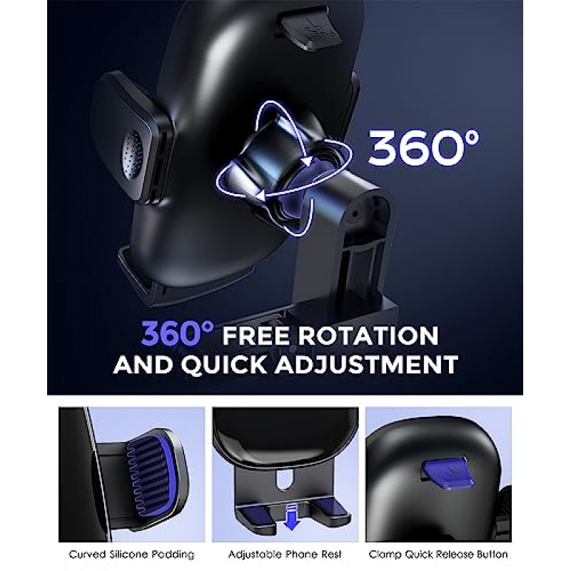 모델 3/Y용으로 설계된 Ciencimy Tesla 휴대폰 마운트, 【군사 등급 보호 및 매우 안정적인 클립】 iPhone 15 14 13 12 Pro Plus Max Mini 및 모든 휴대폰에 적합한 간편한 클램프 통풍구 Tesla 휴대폰 홀더