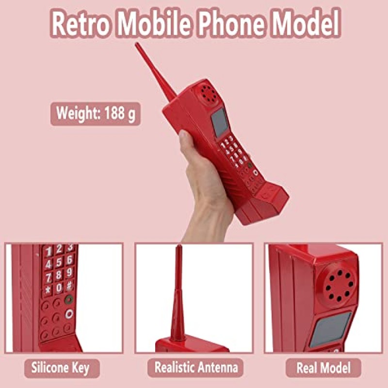 복고풍 벽돌 휴대폰 장식품, 빈티지 휴대폰 모델, 가족 장식 시뮬레이션 사진 장식품(빨간색)을 위한 구식 휴대폰 템플릿