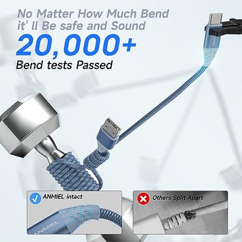 ANMIEL USB C 케이블 4팩 10피트 3.1A 고속 충전 케이블 USB 유형 C 충전기 코드 나일론 편조 삼성 갤럭시 A10e A20 A50 A51 A71,S10 S9 S8 Plus S10E,Note 20 10 9 8,Moto G7 G8과 호환 가능