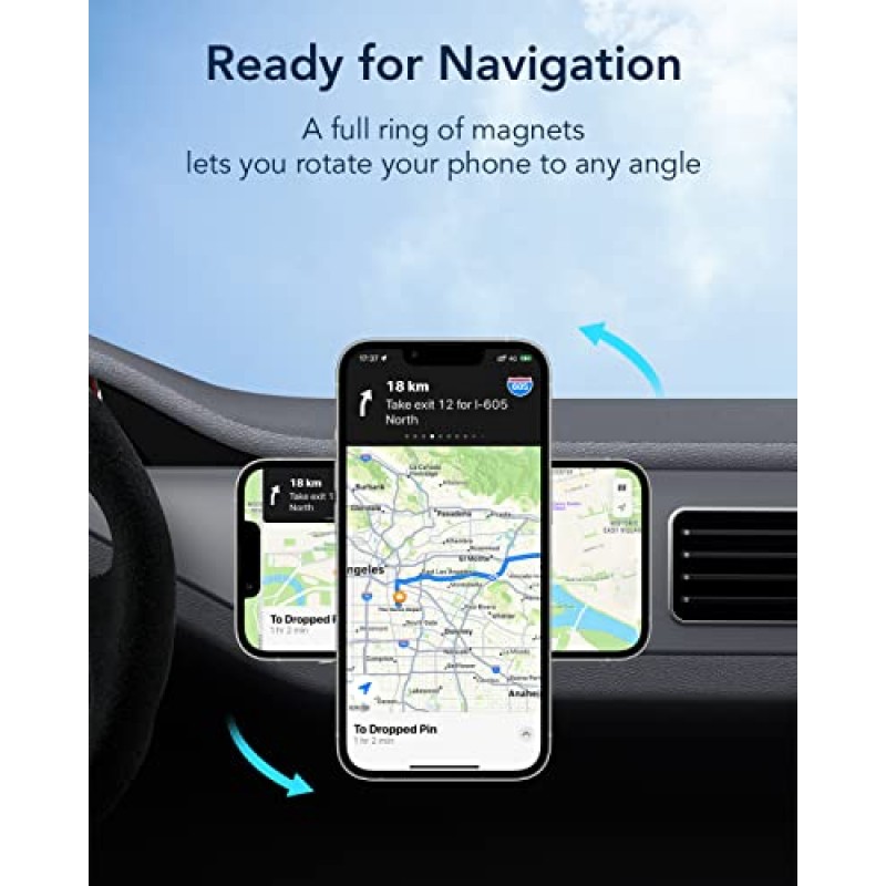 자기 무선 차량용 충전기, TERYTH 고속 충전 360° 조정 가능한 자동 정렬 자기 자동차 마운트, 공기 통풍구 차량용 휴대폰 홀더 Mag Safe iPhone 12/13 /14 Pro Max Mini와 호환 가능