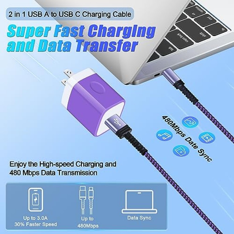 C형 충전기 케이블 고속 충전, [10FT,3팩] 삼성 갤럭시 A54 A14 A23 A13 S23 울트라 S22 S21 FE S20 Z Fold5 Flip5, Google Pixel 7a 7 Pro 6a 6용 긴 안드로이드 전화 충전기 USB A - USB C 코드