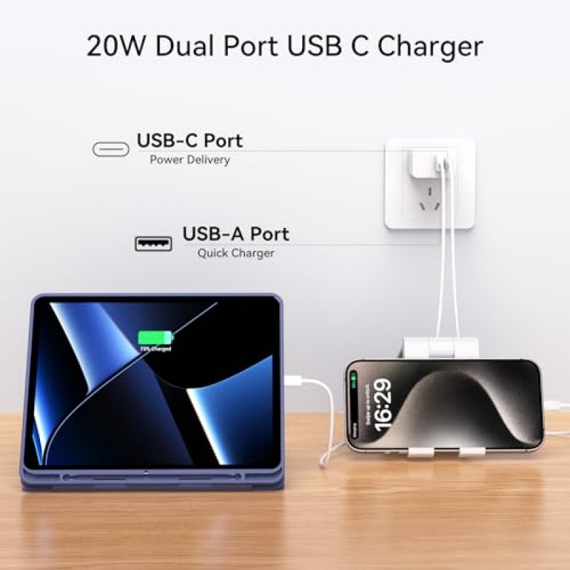 [4 팩] USB C iPhone 15 고속 충전기 블록, 20W 듀얼 포트 USB-C 전원 어댑터, iPhone 15/15 Pro/15 Pro Max/14/14 Pro Max/13/13 Pro Max/용 C형 고속 충전 플러그 큐브 12/iPad Pro/AirPods 등