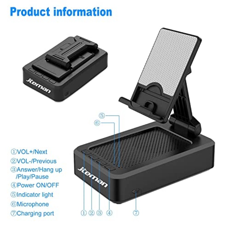 무선 블루투스 스피커와 미끄럼 방지 베이스 HD 서라운드 사운드가 포함된 휴대폰 스탠드, 가정 및 야외 활동에 적합, 책상용 블루투스 스피커 포함, iPhone/ipad/Samsung Galaxy와 호환 가능