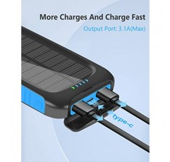 Annero 태양광 충전기-전원 은행 -38,800mAh 휴대용 태양광 전화 충전기, QC3.0 고속 충전기 3.1A Type C 및 모든 휴대폰 및 전자 장치용 LED 손전등이 있는 마이크로 USB 포트