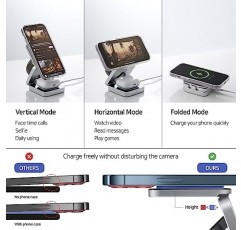 POLIFALL 삼성용 3 in 1 충전 스테이션, Android 다중 장치용 MagSafe Travel 접이식 무선 충전기, Galaxy S23/S22/S21 Note Ultra/Z Flip Fold 5/4/3, Watch 6 Pro/5, Buds