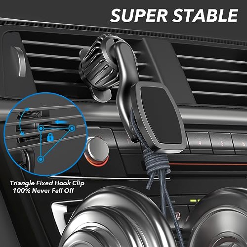 iFunyLED 자기 자동차 휴대폰 홀더 마운트, 업그레이드된 클립 자동차 휴대폰 홀더, 자동차용 360° 강력한 자석 휴대폰 홀더, 자동차 통풍구용 휴대폰 마운트 iPhone, Samsung, 스마트폰, 태블릿과 호환 가능