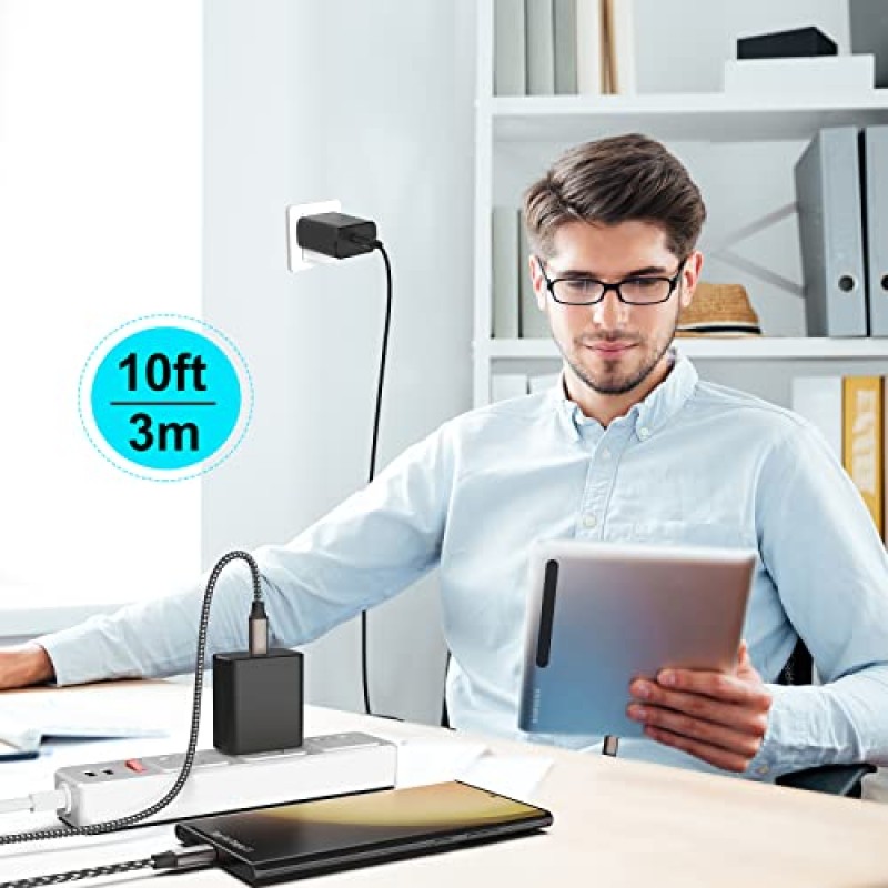 45W USB-C 충전기, 2팩 45와트 삼성 초고속 충전기 유형 C 벽면 충전 블록, 삼성 갤럭시 S23 Ultra/S23/S23+/S22 Ultra/S22+/S22/S20/S21,Note 10/용 10FT 유형 C 케이블 2개 포함 20, 탭 S9/S8