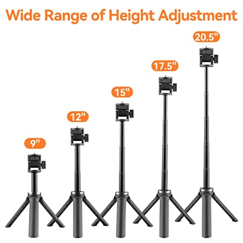 PHOSNOVA 휴대폰 삼각대 스탠드, 25인치 셀카봉 삼각대(리모컨 및 휴대폰 홀더 포함), iPhone, 카메라, Gopro용 확장형 데스크 삼각대