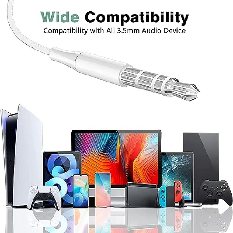 2팩 - 3.5mm 플러그가 장착된 Apple 이어버드 유선 헤드폰/이어폰 [Apple MFi 인증] iPhone, iPad, iPod, MP3/4, Android 및 3.5mm 오디오 장치와 호환되는 내장 마이크 및 볼륨 조절 장치